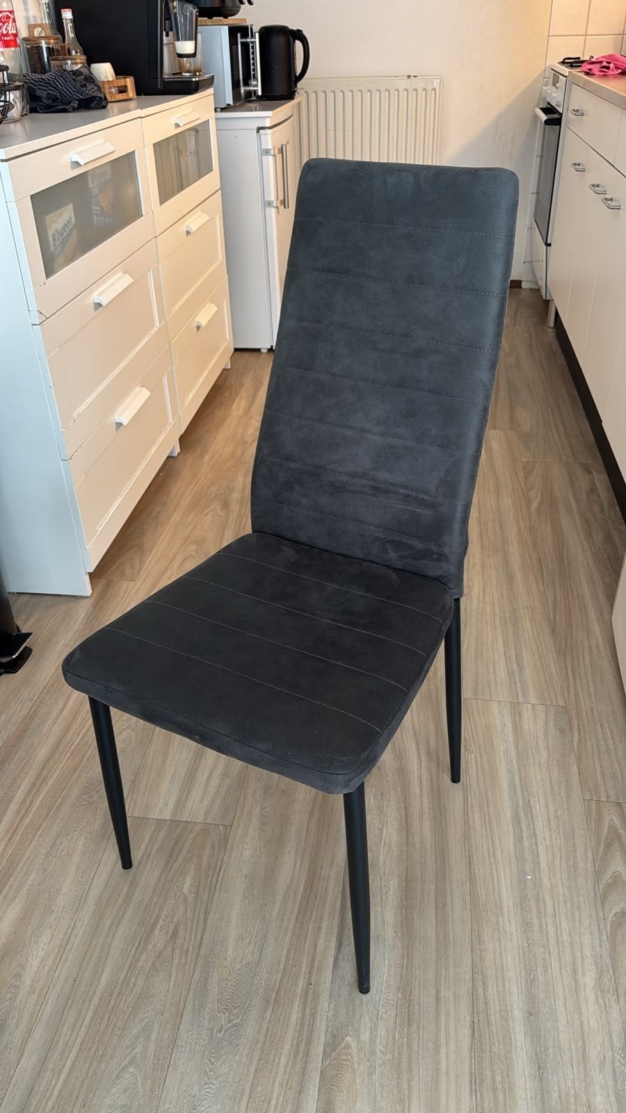 Vier eetkamerstoelen, Ophalen, Gebruikt, Grijs, Vier