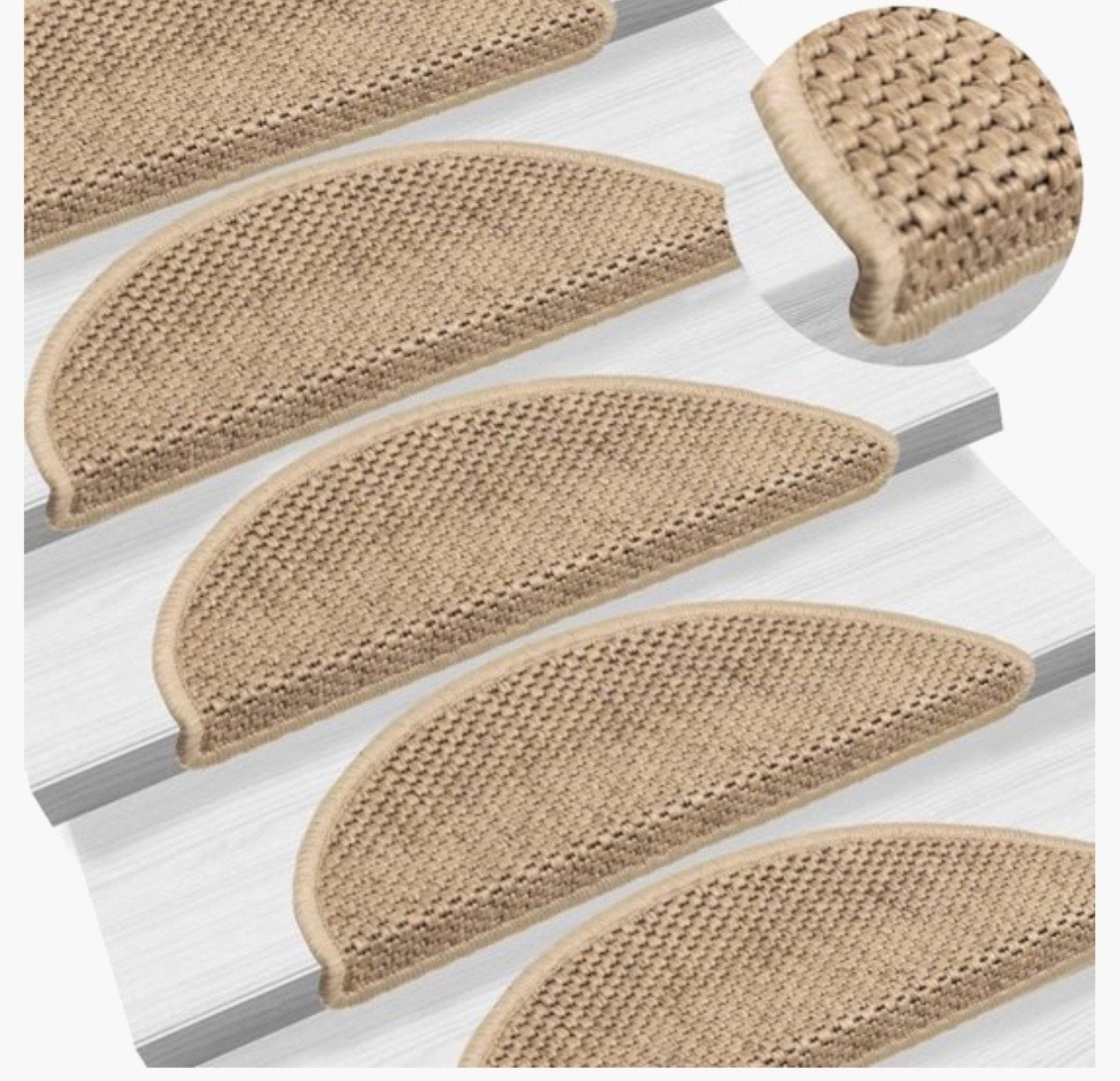5 Beige Halfronde Trapmatten - Rotan look, Ophalen of Verzenden, Nieuw, Minder dan 2 meter