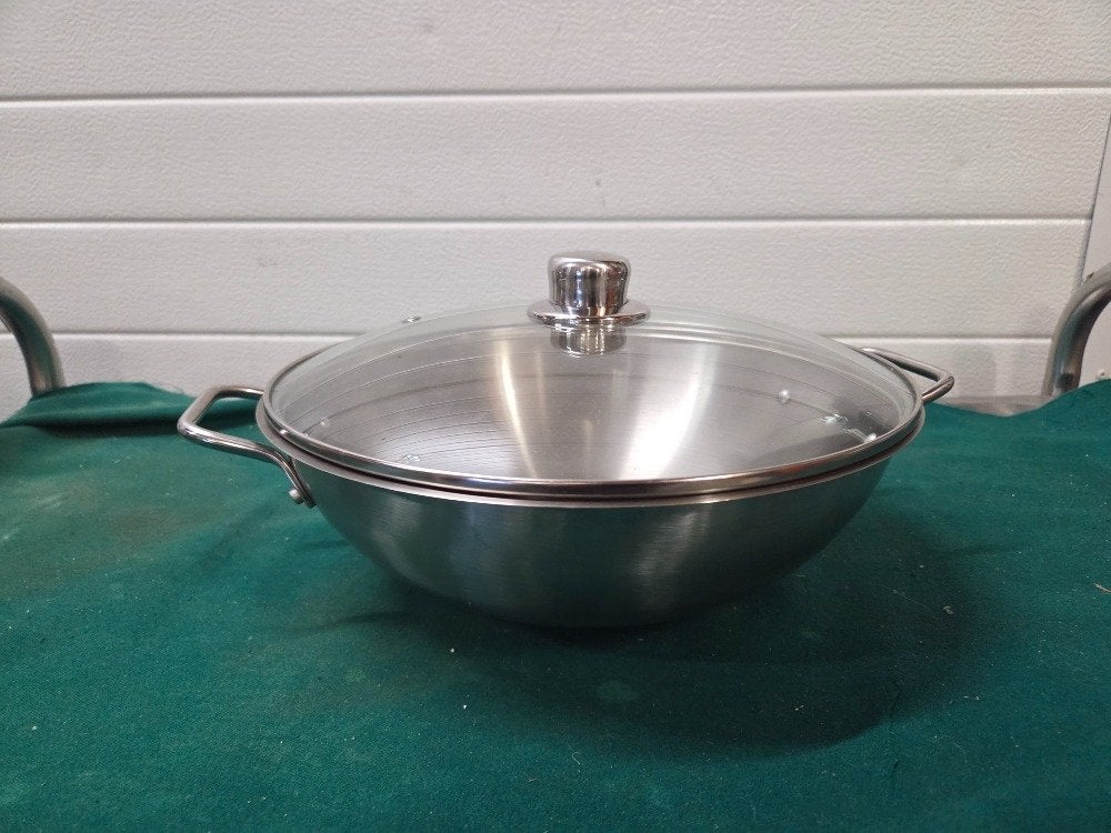 wokpan rvs  30 cm diam, Ophalen of Verzenden, 'T Olde Gre-j, Info@toldegrej.nl, Endepoelstraat 20f Didam