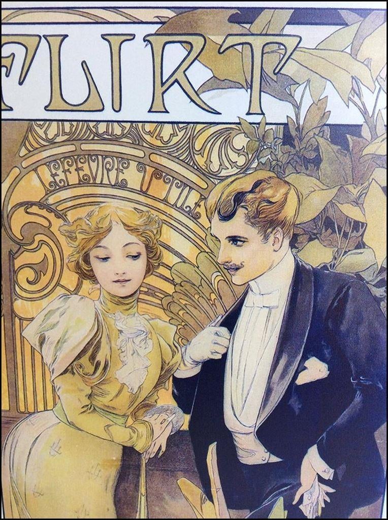 ALPHONSE MUCHA Flirt Metalen Reclamebord Poster jugendstil, Verzenden