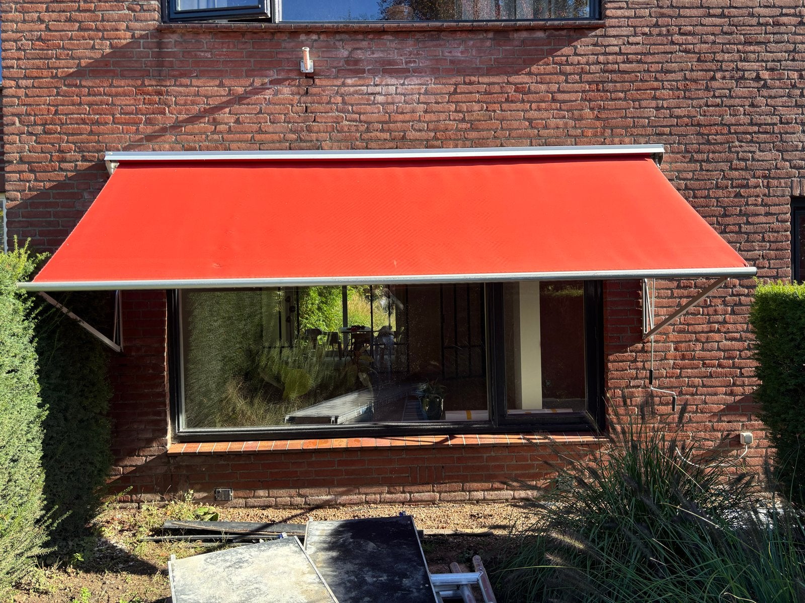 Rainbow Sunline zonnescherm knikarmscherm rood 4 meter breed, Tuin en Terras, Ophalen, Gebruikt, 150 tot 300 cm, 250 cm tot 450 cm