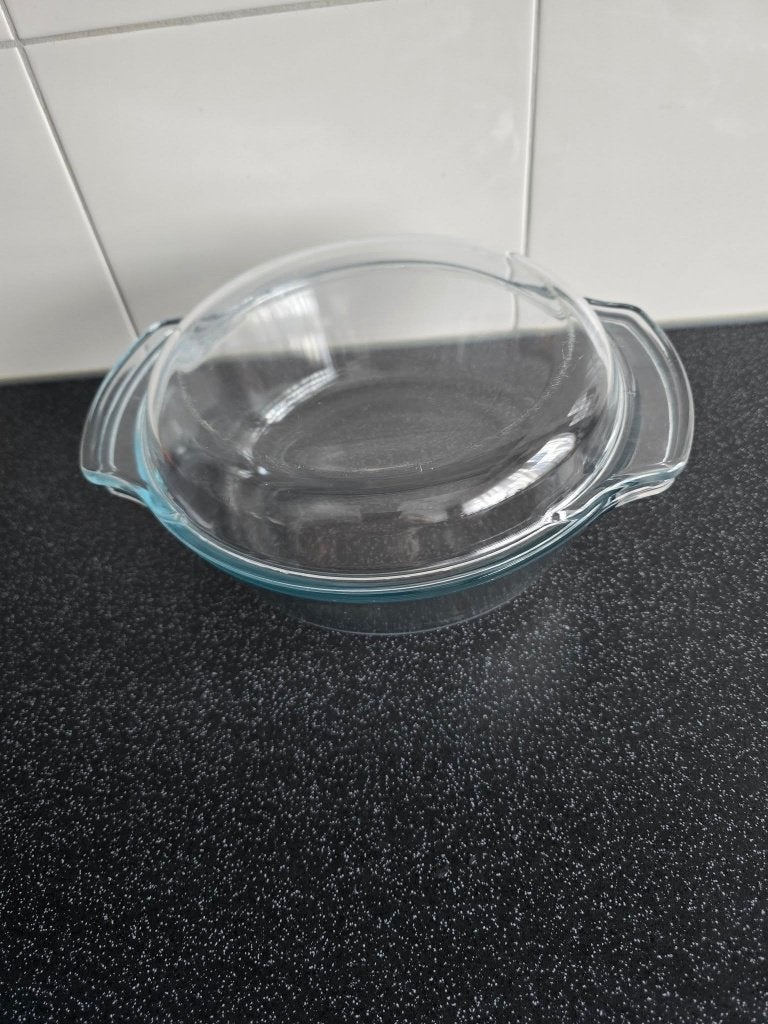 Glazen Ovenschaal met Deksel, Beige, Ophalen of Verzenden, Glas, Overige typen