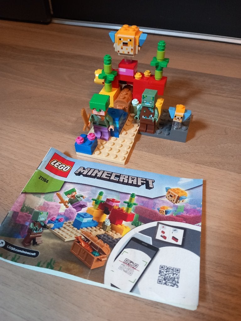 Lego Minecraft 21164 Het Koraalrif met figuren en instructie, Compleet, Gebruikt, Minecraft, Lego