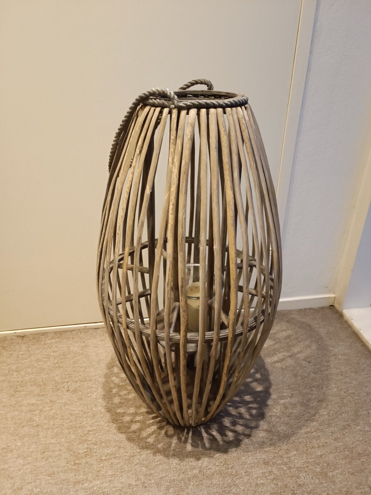 Lantaarn voor buiten circa 70cm hoog, Huis en Inrichting, Ophalen, Gebruikt, Natuurlijk materiaal, Kaars