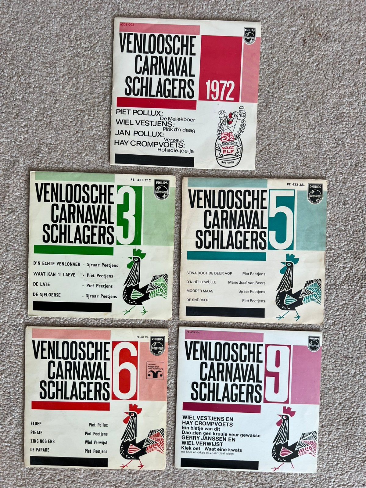 5x vinyl singles / VENLO / Venloosche Carnaval Schlagers, Cd's en Dvd's, Vinyl Singles, Overige genres, Single, Ophalen of Verzenden