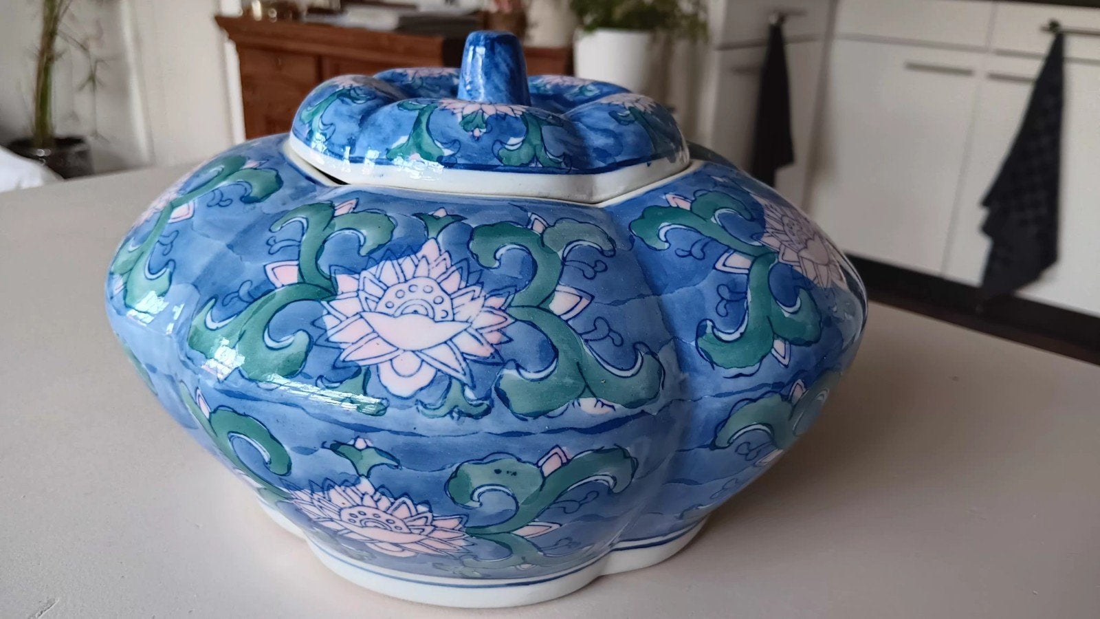 Chinees blauwe gemberpot met deksel., Ophalen of Verzenden