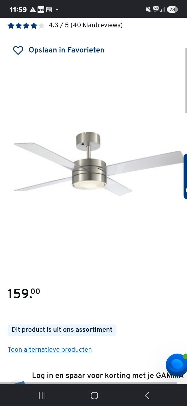 Jan des bouvrie plafondventilator zonder melkglas lamp erin., Ophalen