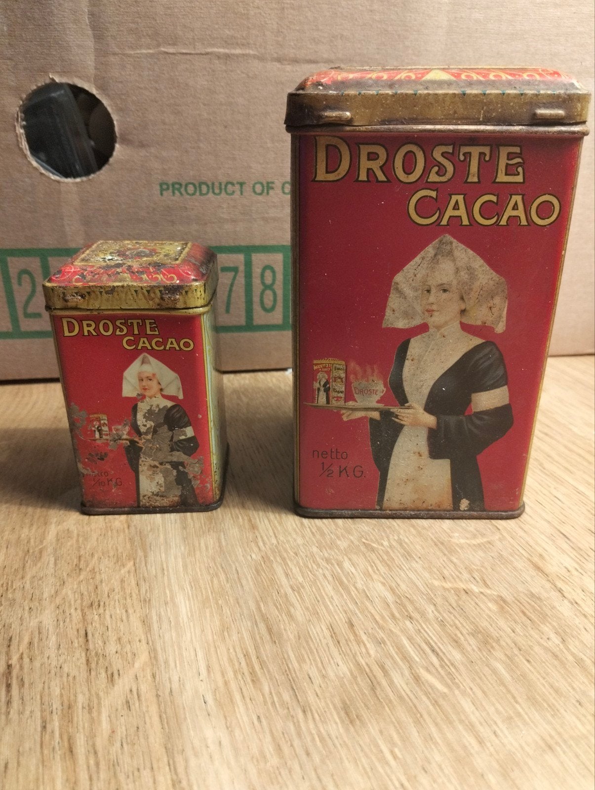 2 Vintage Droste Cacao Blikken, Ophalen, Droste