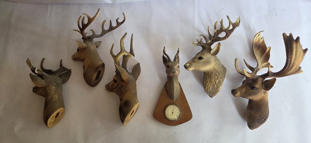 Vintage herten kop met gewei voor Mancave  incl thermometer, Ophalen of Verzenden, Gebruikt, Hert, Beeldje of Figuurtje