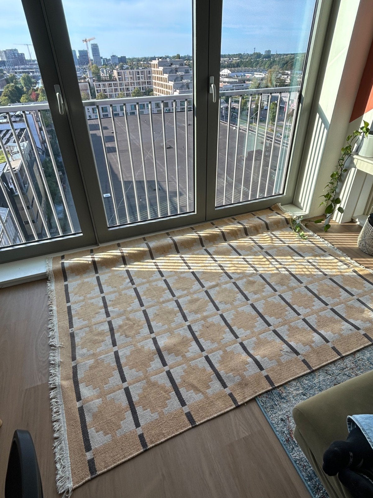 Bohemian tapijt met geel en grijs patroon, Ophalen, Grijs, Rechthoekig, 200 cm of meer