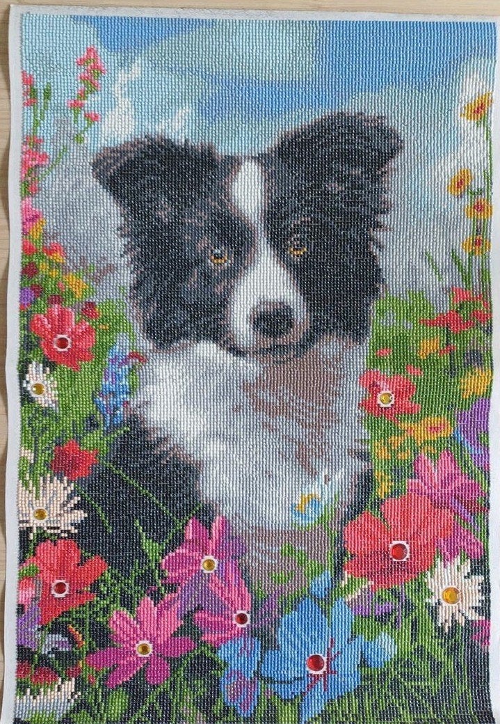 Diamond Painting, Hond met bloemen, Ophalen, Zo goed als nieuw, Knutselwerk