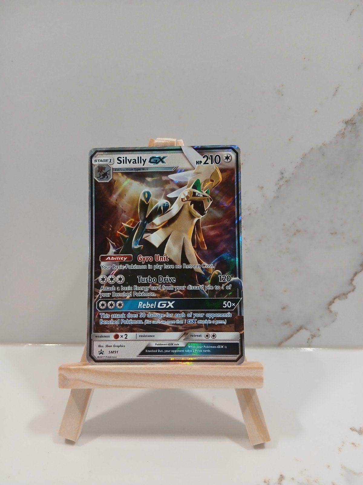 Silvally GX Promo Pokémon kaart - Niet in goede staat, Ophalen of Verzenden, Gebruikt, Losse kaart, Foil