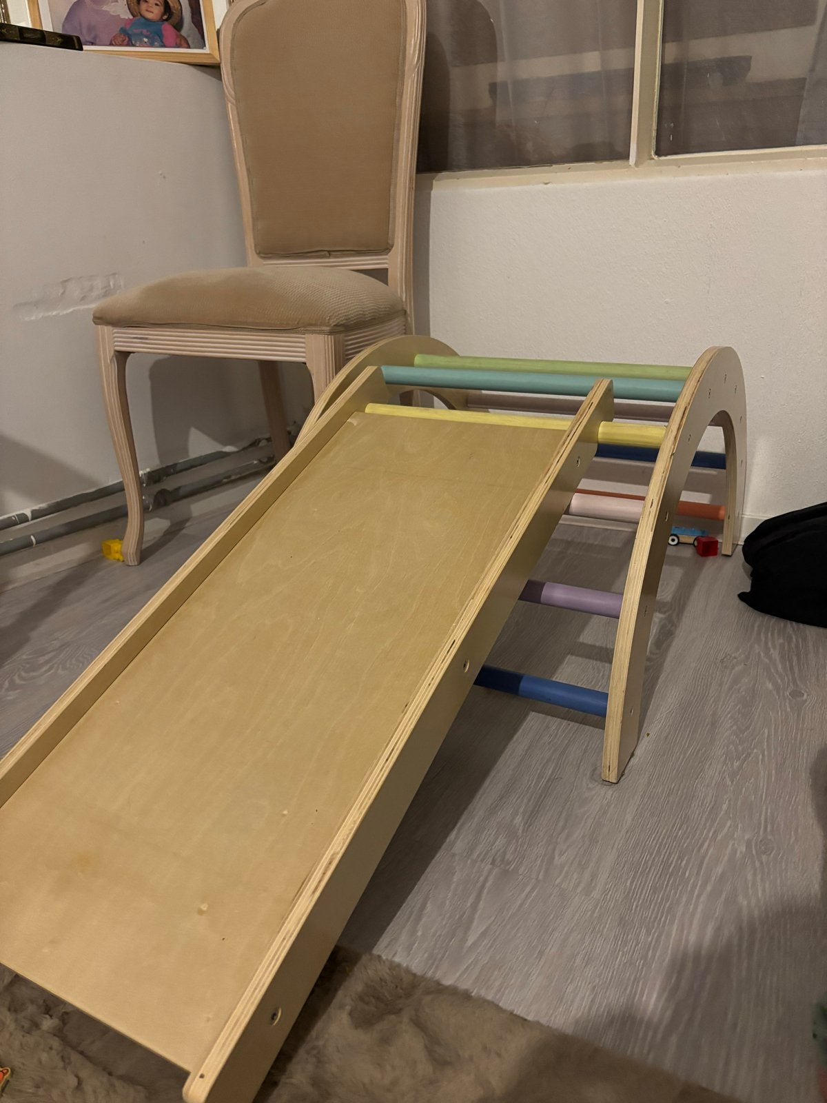 Zo goed als nieuwe houten glijbaan en klimrek, Ophalen, Zo goed als nieuw, Glijbaan