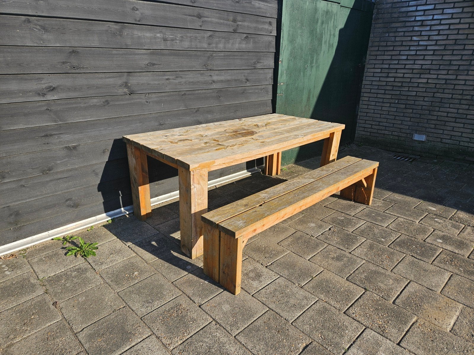 Douglas Houten Tafel inclusief. Bankje, Ophalen, Gebruikt, Hout