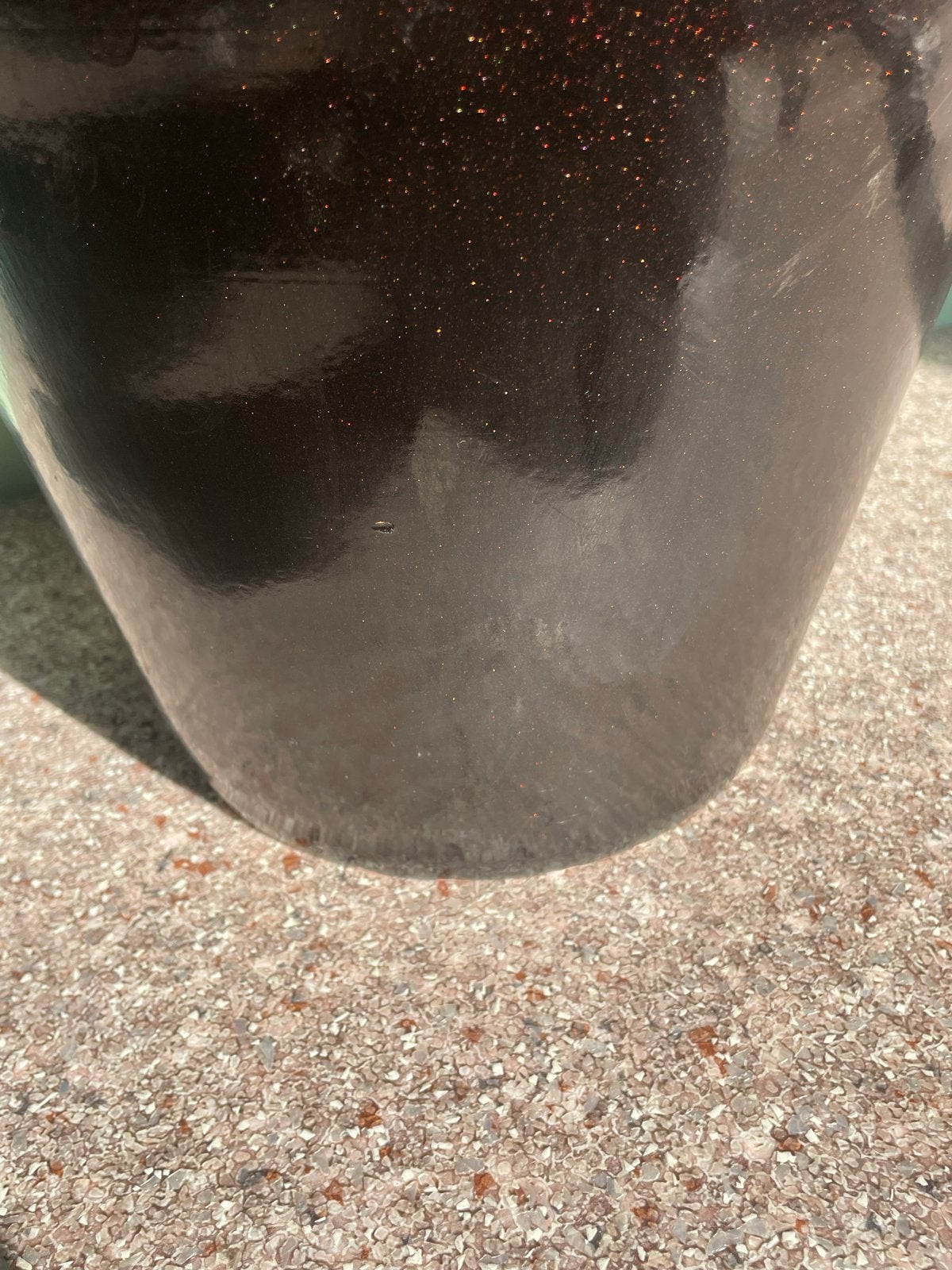 Zwarte pot/vaas met subtiele glitters, Ophalen, Met patroon/structuur, Zwart, Steen/keramiek