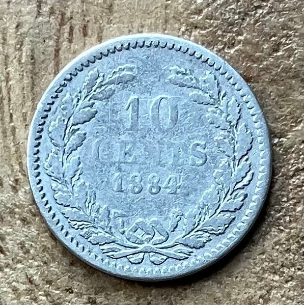 10 cent 1884 Willem III, Postzegels en Munten, Munten | Nederland, Ophalen, Koning Willem III, Zilver, 10 cent
