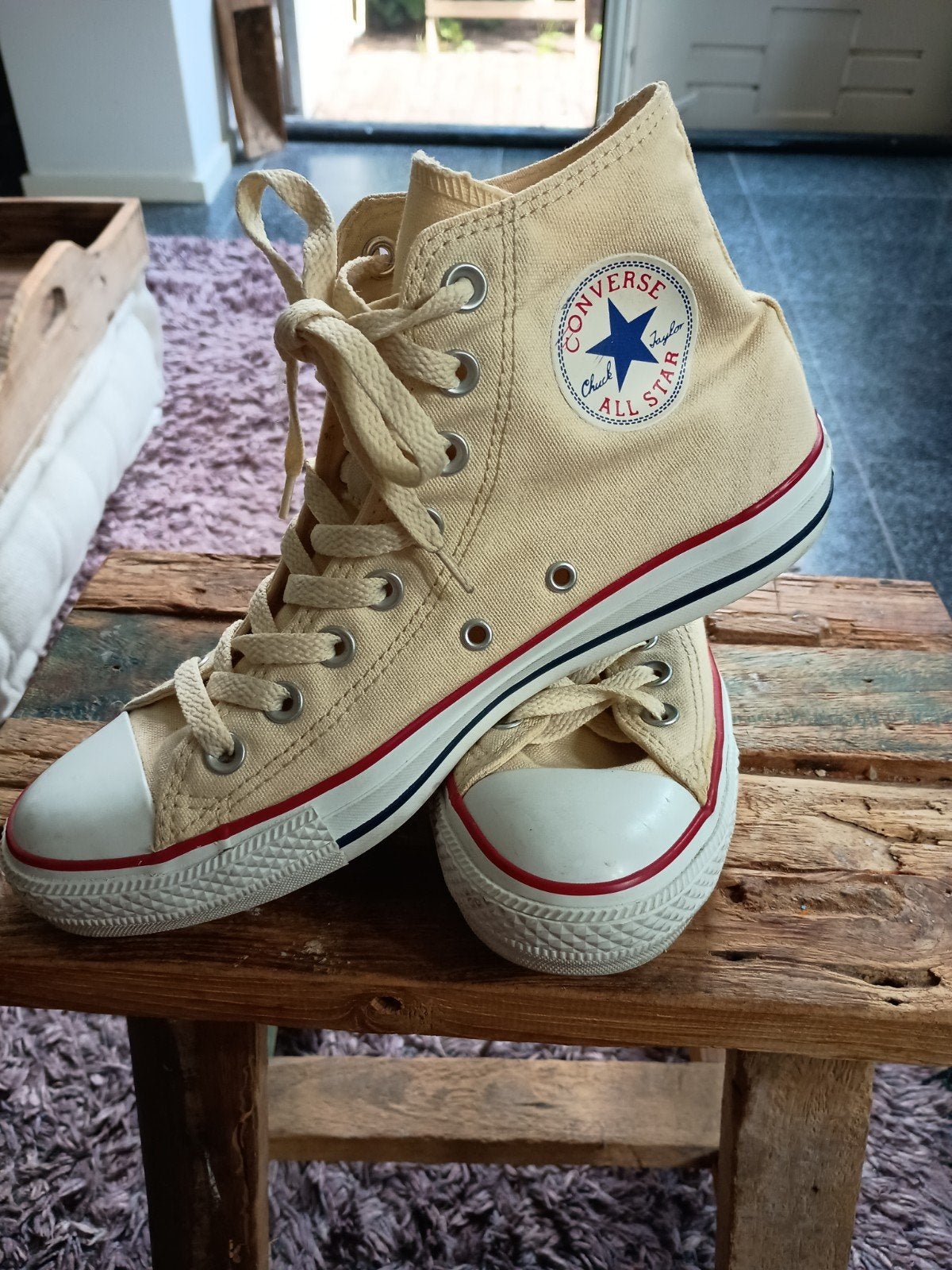 Converse All Stars halfhoog creme/ecru maat 40, €15, Overige kleuren, Ophalen of Verzenden, Converse All Stars, Sneakers of Gympen