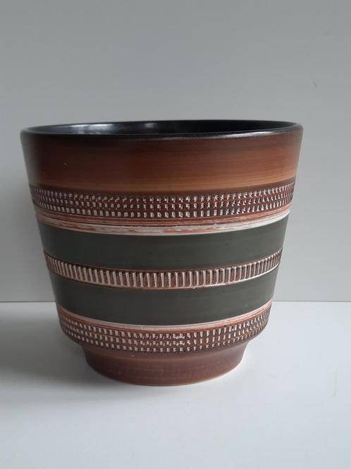 Dumler & Breiden Germany Sgraffito grote bloempot ~vintage ~, Gebruikt, Rond, Ophalen of Verzenden, Aardewerk
