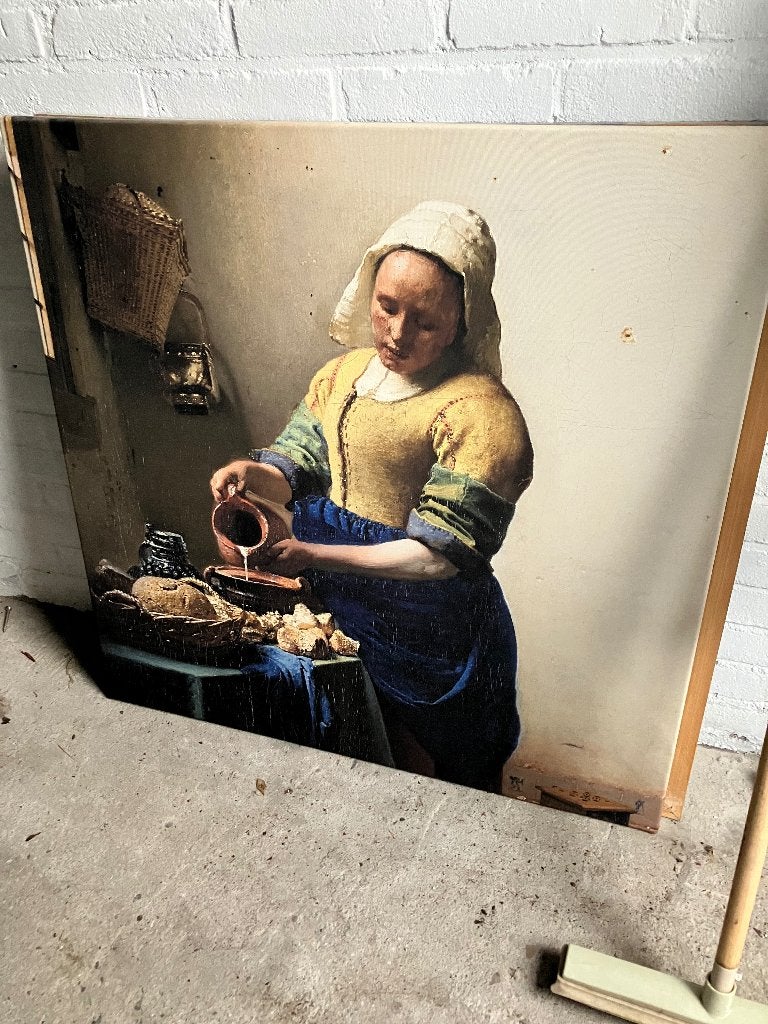 Schilderij melkmeisje 80/80 canvas, Ophalen, Zo goed als nieuw, Schilderij, 75 tot 100 cm