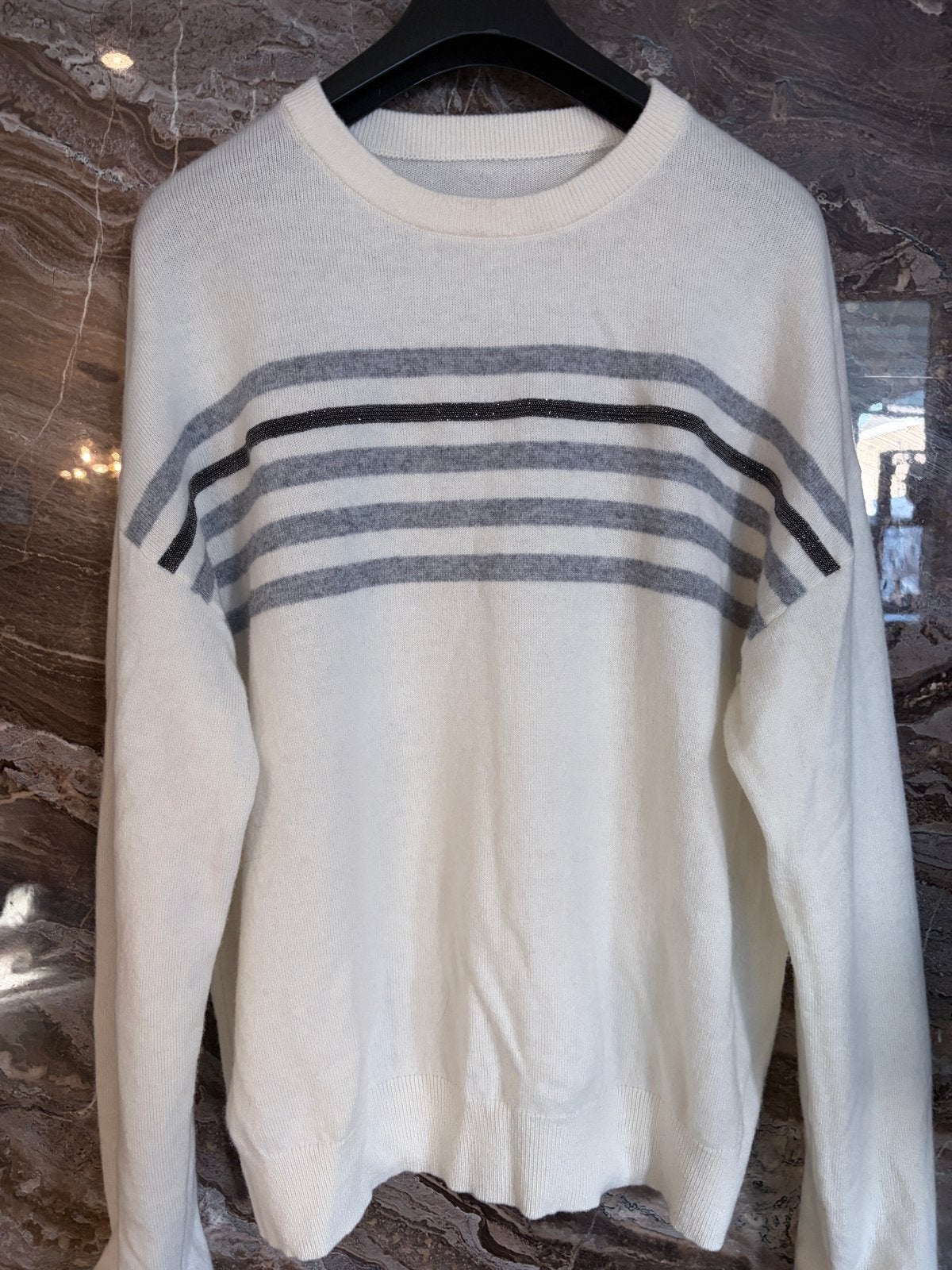 Brunello Cucinelli Trui Maat L - 100% Cashmere, Ophalen of Verzenden, Zo goed als nieuw, Maat 42/44 (L), Wit