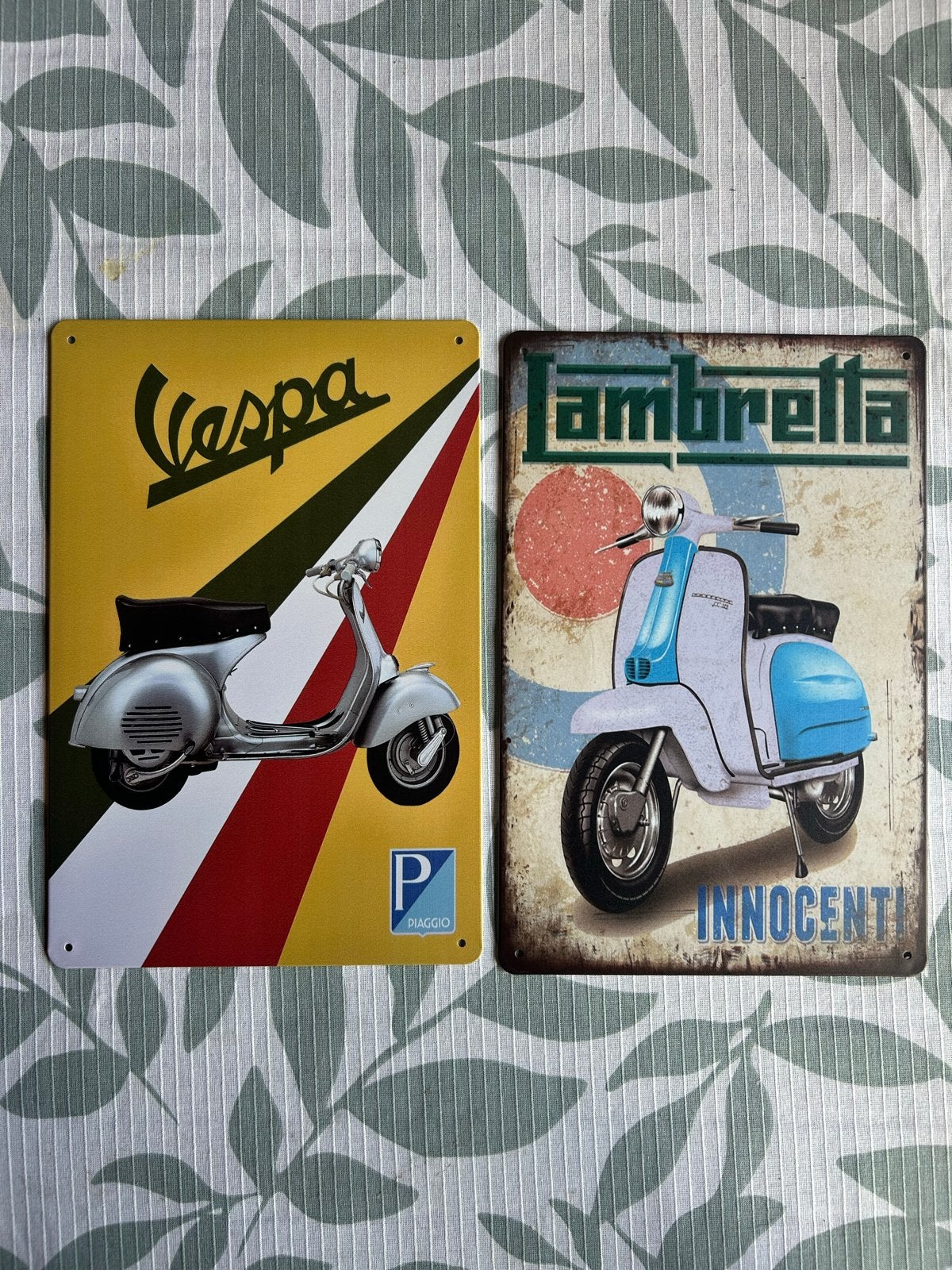 Vespa & Lambretta Scooter Metalen Borden - Set van 2, Ophalen of Verzenden