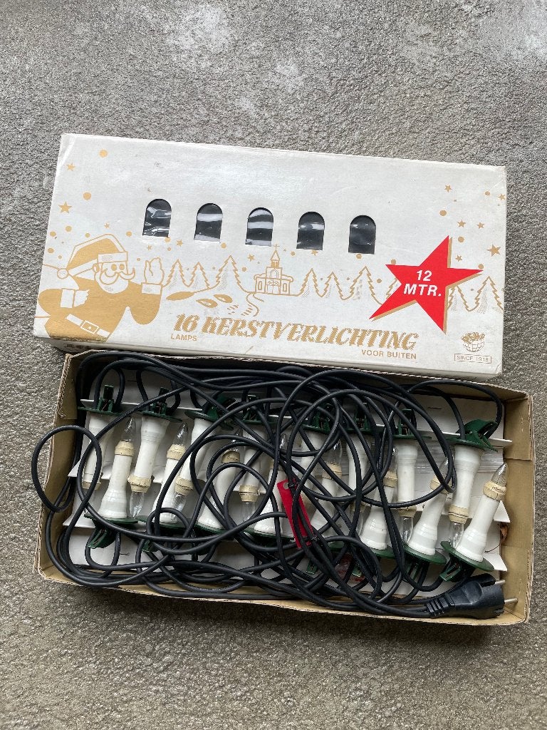 Vintage buiten kerst verlichting 12 meter 16 lampjes, Ophalen of Verzenden, Gebruikt