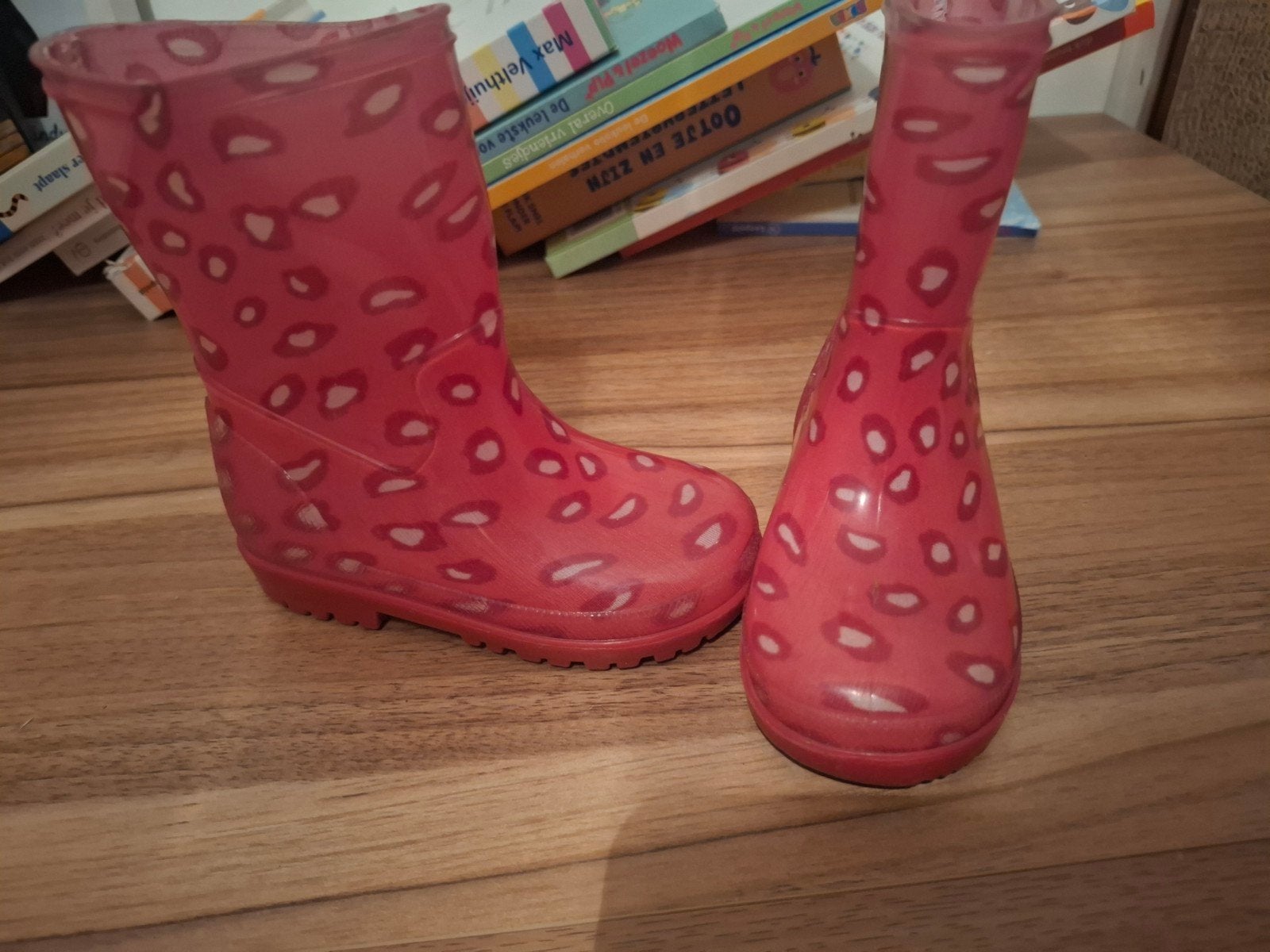Hema roze regenlaarzen met stippen, maat 21, Gebruikt, Meisje, Ophalen of Verzenden, Laarzen