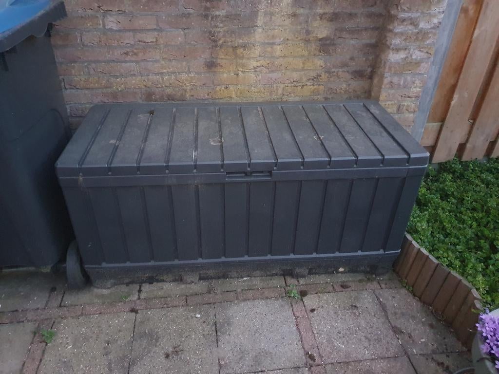 Keter Kentwood Opbergbox - 350L - 128x53.6x59 cm - Antraciet, Ophalen, Gebruikt, Kunststof, Containerberging