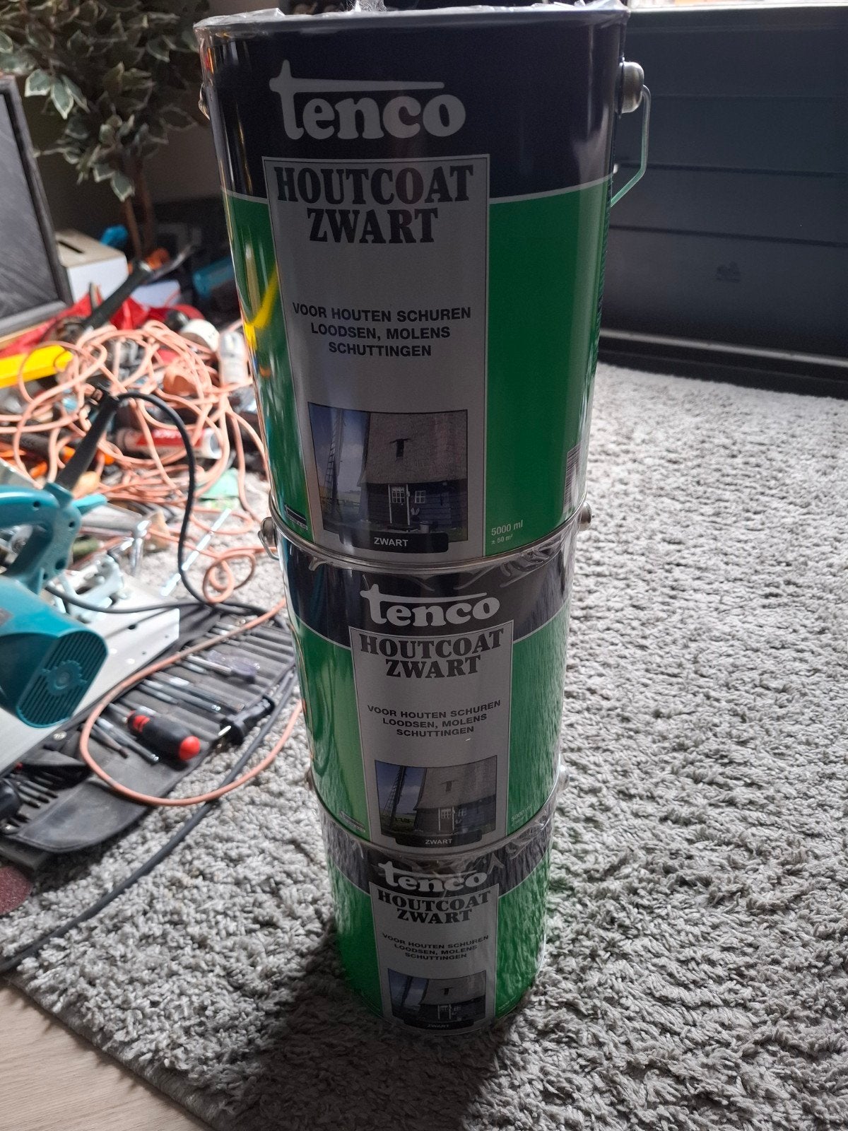 tenco houtcoat zwart 5 liter 3x, Doe-het-zelf en Verbouw, 5 tot 10 liter, Zwart, Nieuw, Beits