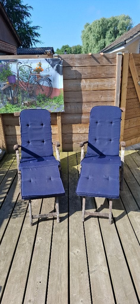 teakhouten deckchairs, Ophalen, Teakhout, Verstelbaar