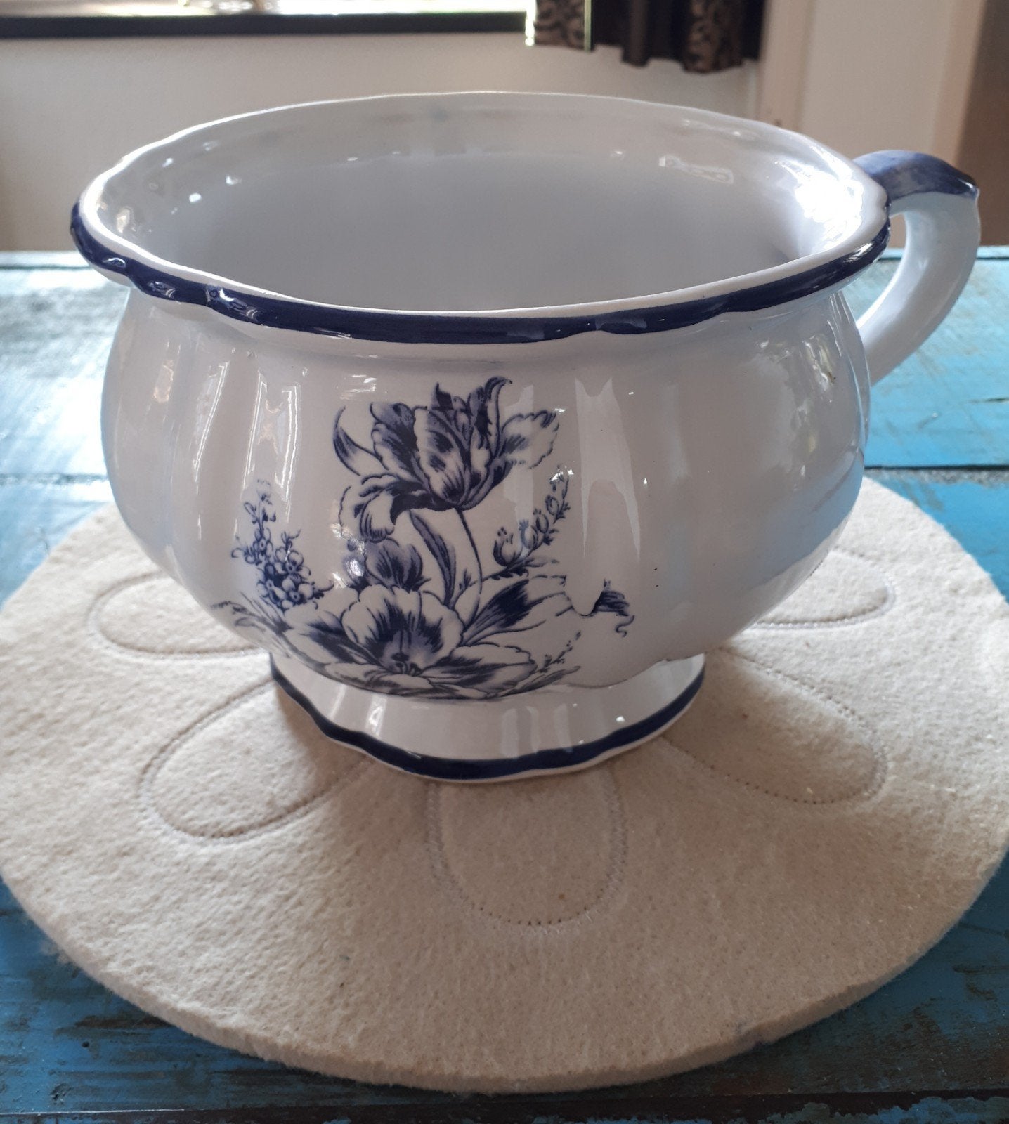 blauw witte keramiek waskom model po, Ophalen of Verzenden