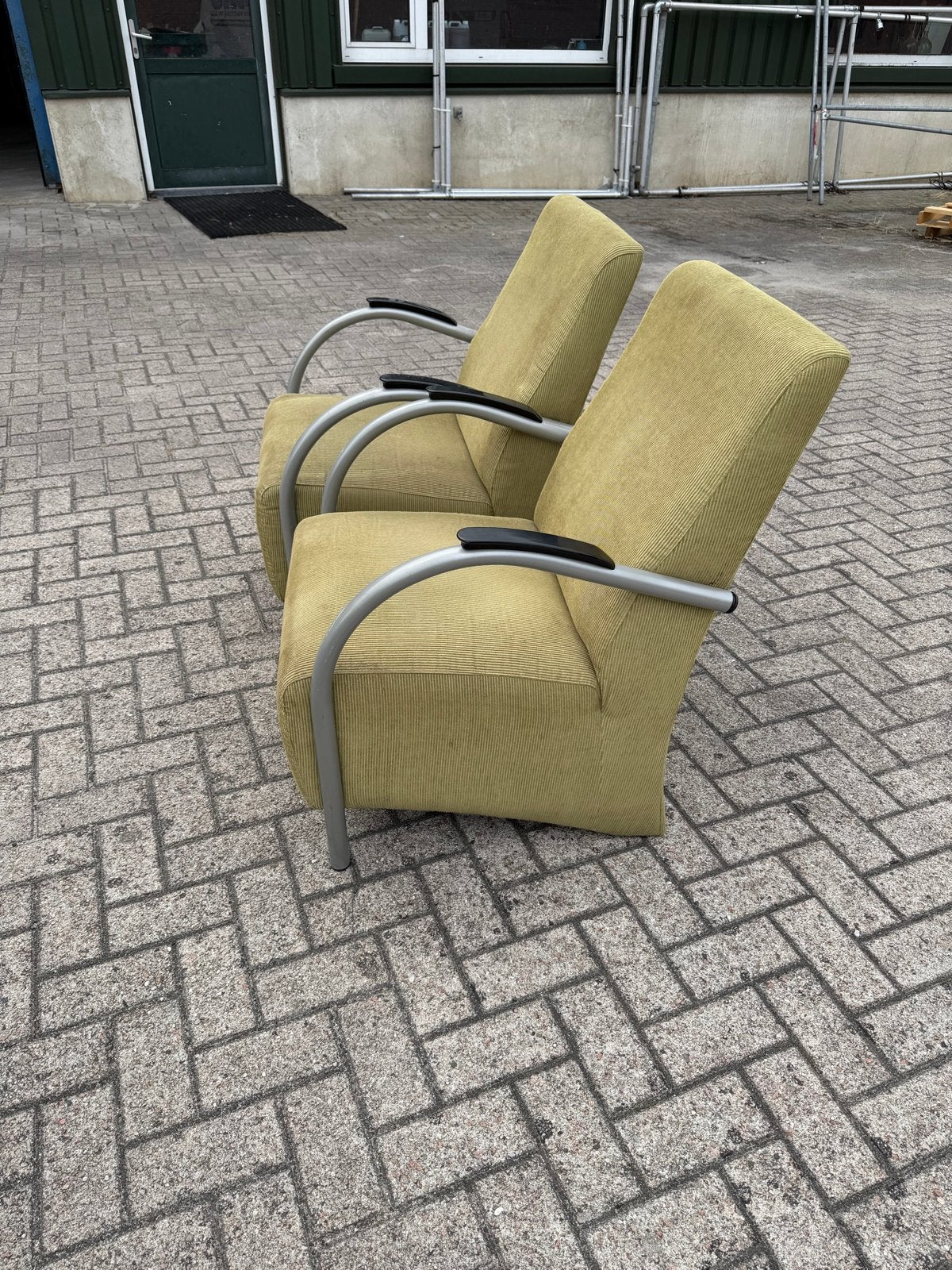 2 comfortabele groene retro stoelen in zeer goede staat, Huis en Inrichting, Stoelen, Ophalen, Twee, Overige kleuren, Zo goed als nieuw