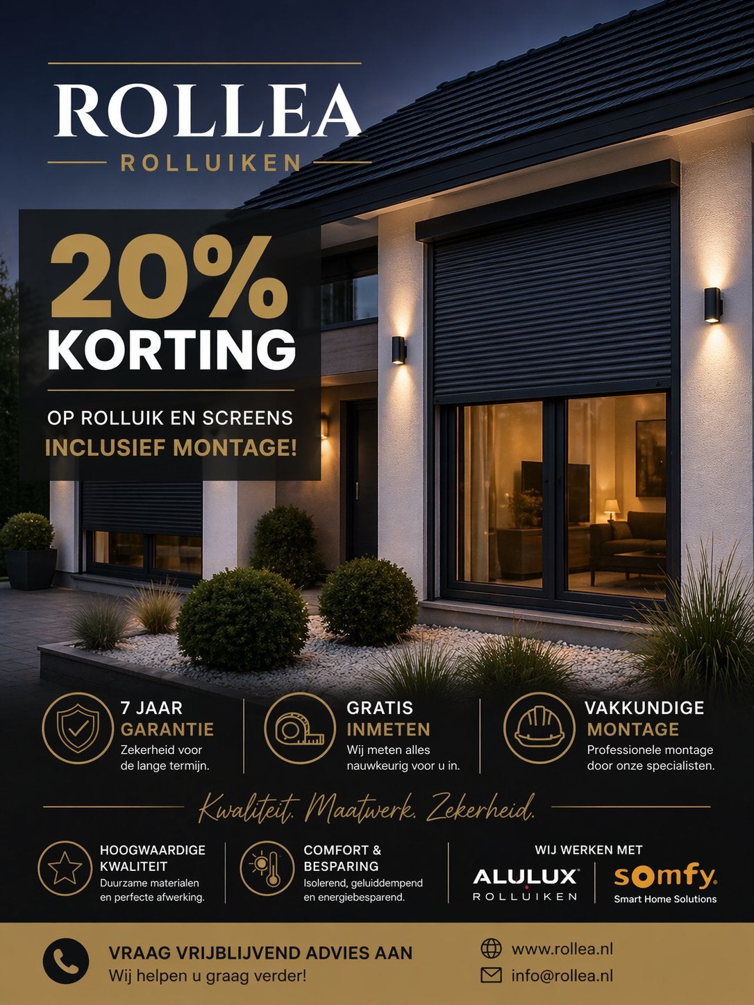 20% KORTING op Rolluiken & Screens – Inclusief Montage!, Doe-het-zelf en Verbouw, Rolluiken, Ophalen, Nieuw