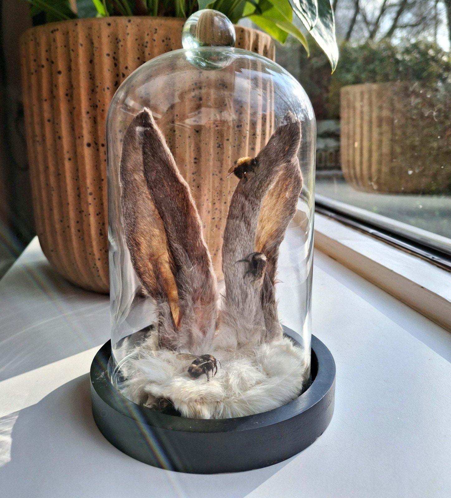 Stolp konijnenoren met bijen, Glas, Ophalen of Verzenden, Nieuw, Handgemaakt
