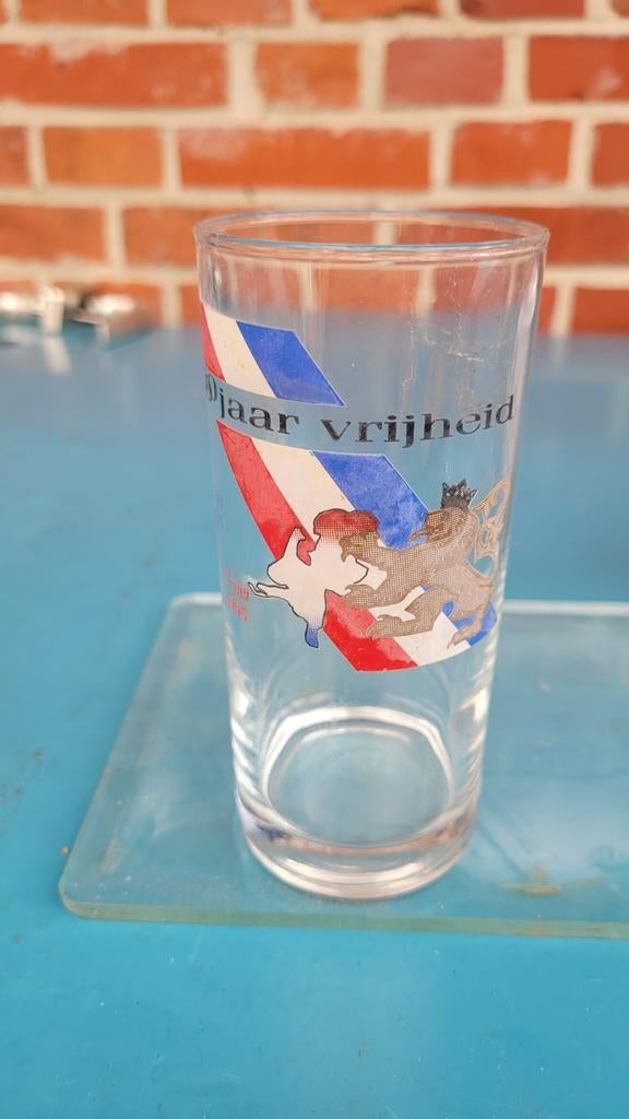 Drinkglas bevrijding Nederland WOII - 50 jaar vrijheid, Ophalen of Verzenden