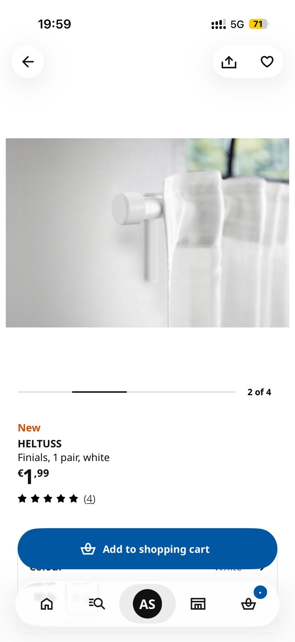 IKEA Gordijnroedeset - HUGAD, RÄCKA, BETYDLIG, HELTUSS, Ophalen, Wit, Metaal, Nieuw