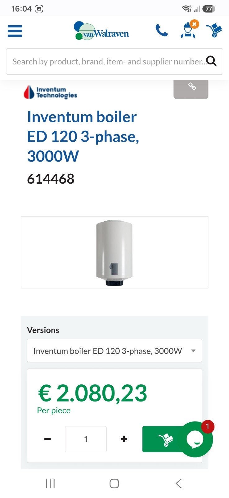 Inventum Boiler ED-3F 120L - Nieuw in doos, Ophalen, 100 liter of meer, Nieuw, Boiler