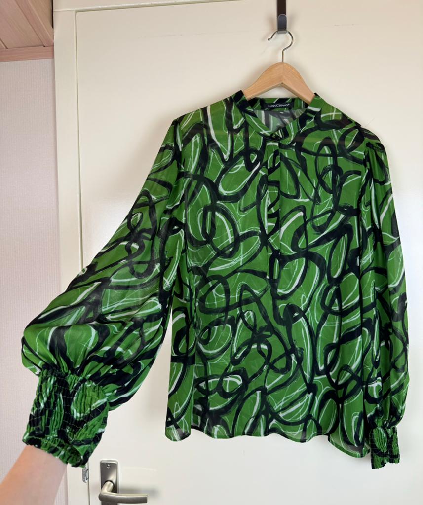 LUISA CERANO Lightweight Blouse Tunic Shirt Green Boho XL, Kleding | Dames, Blouses en Tunieken, Ophalen of Verzenden, Zo goed als nieuw