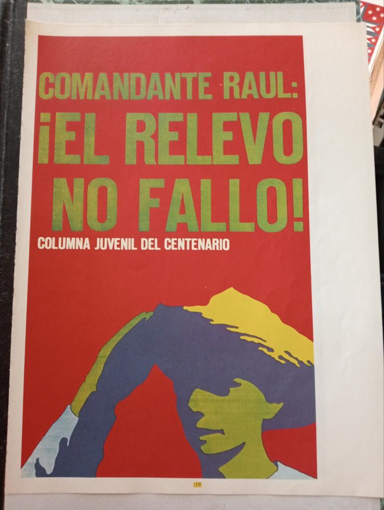 Affiche Cuba 1970 Comandante Raul Communisme, Ophalen of Verzenden, Gebruikt, A1 t/m A3, Overige onderwerpen