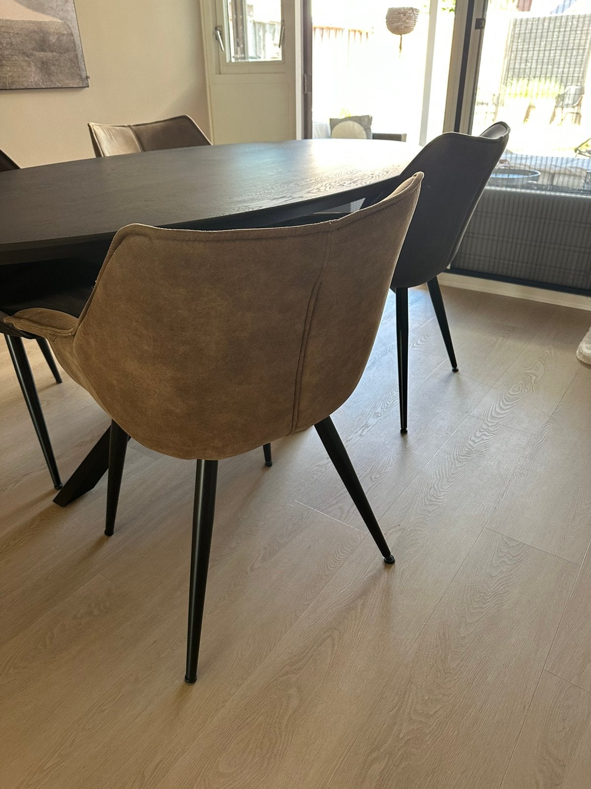 Eettafel stoelen 4 stuks, Ophalen, Zo goed als nieuw, Grijs, Vijf, Zes of meer stoelen