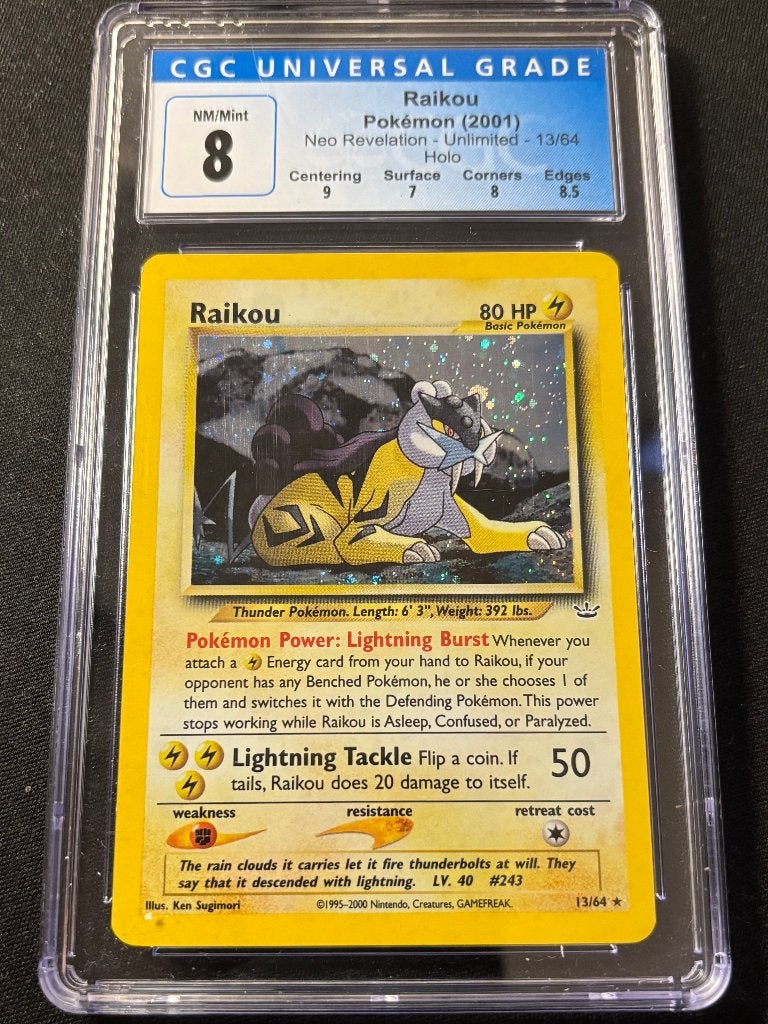 Raikou Neo Revelation CGC 8, Hobby en Vrije tijd, Verzamelkaartspellen | Pokémon, Ophalen of Verzenden, Zo goed als nieuw, Losse kaart