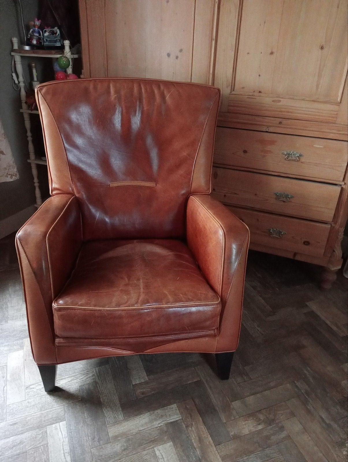 Leren fauteuil Leon Mol Sittard - 2 kleuren leer, Ophalen, Gebruikt, 75 tot 100 cm, Leer