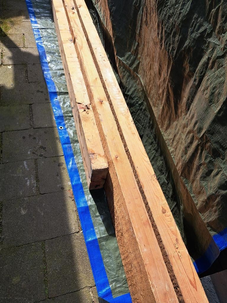 Dikke houten balken voor diverse projecten, Gebruikt, Ophalen of Verzenden, Balk, Overige houtsoorten