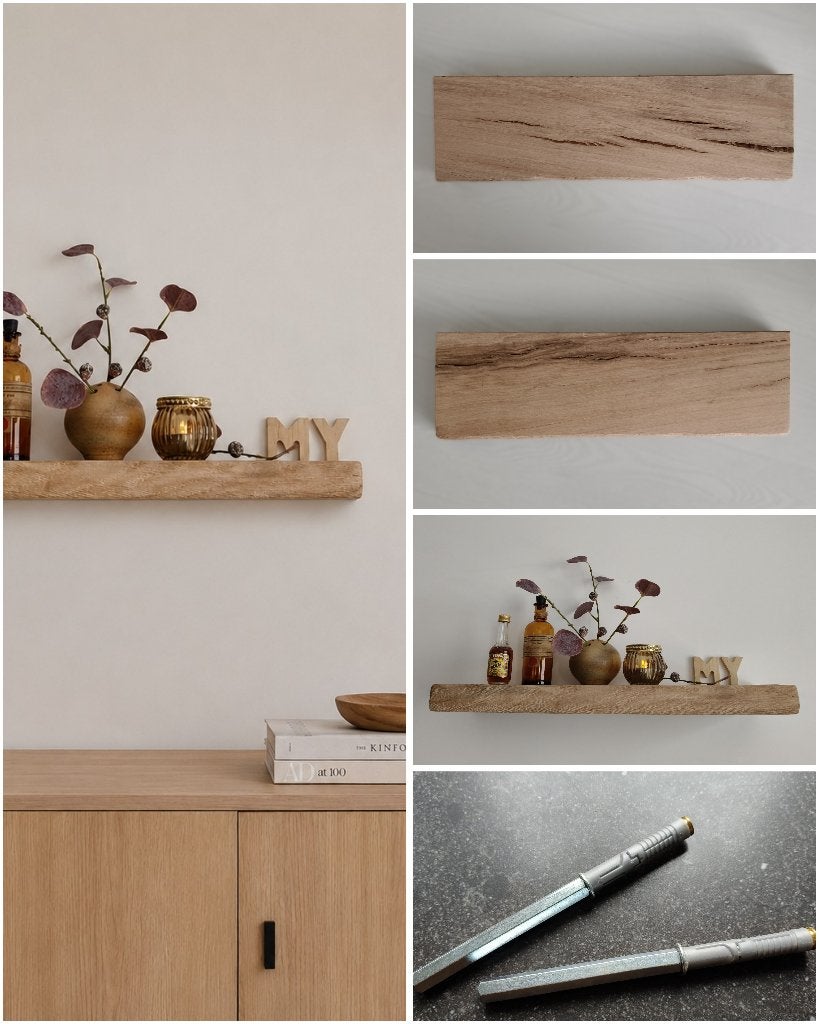 Zwevende massief eiken houten wandplank schap 50cm #279, Houtatelier M.Y., Info@myhoutatelier.nl, Nieuw, Ophalen of Verzenden