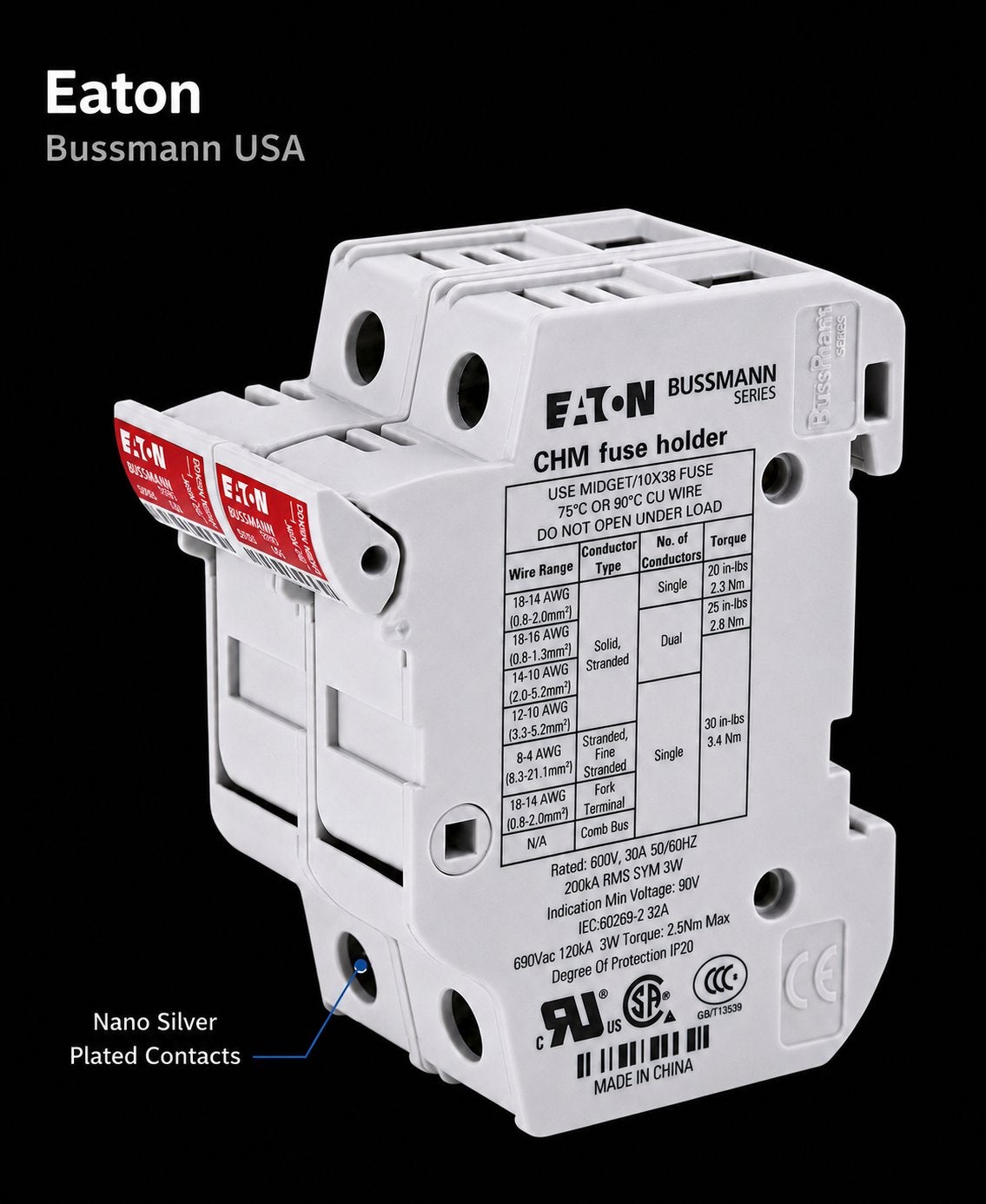 Eaton Bussmann verzilverde 10x38mm zekeringhouder voor audio, Audio, Tv en Foto, Hoenderberg 1 3825 CT Amersfoort Nederland, Windmill Audio™