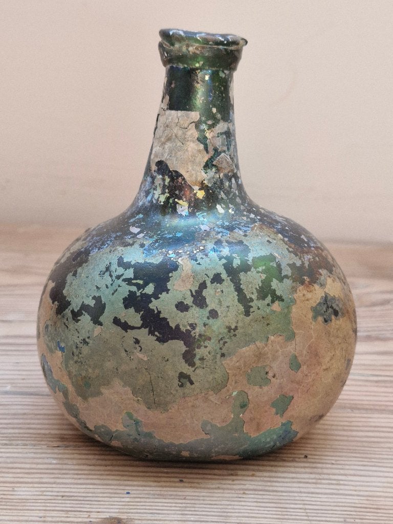 Bodemvondst glas  zeldzaam buikflesje, Antiek en Kunst, Verzenden