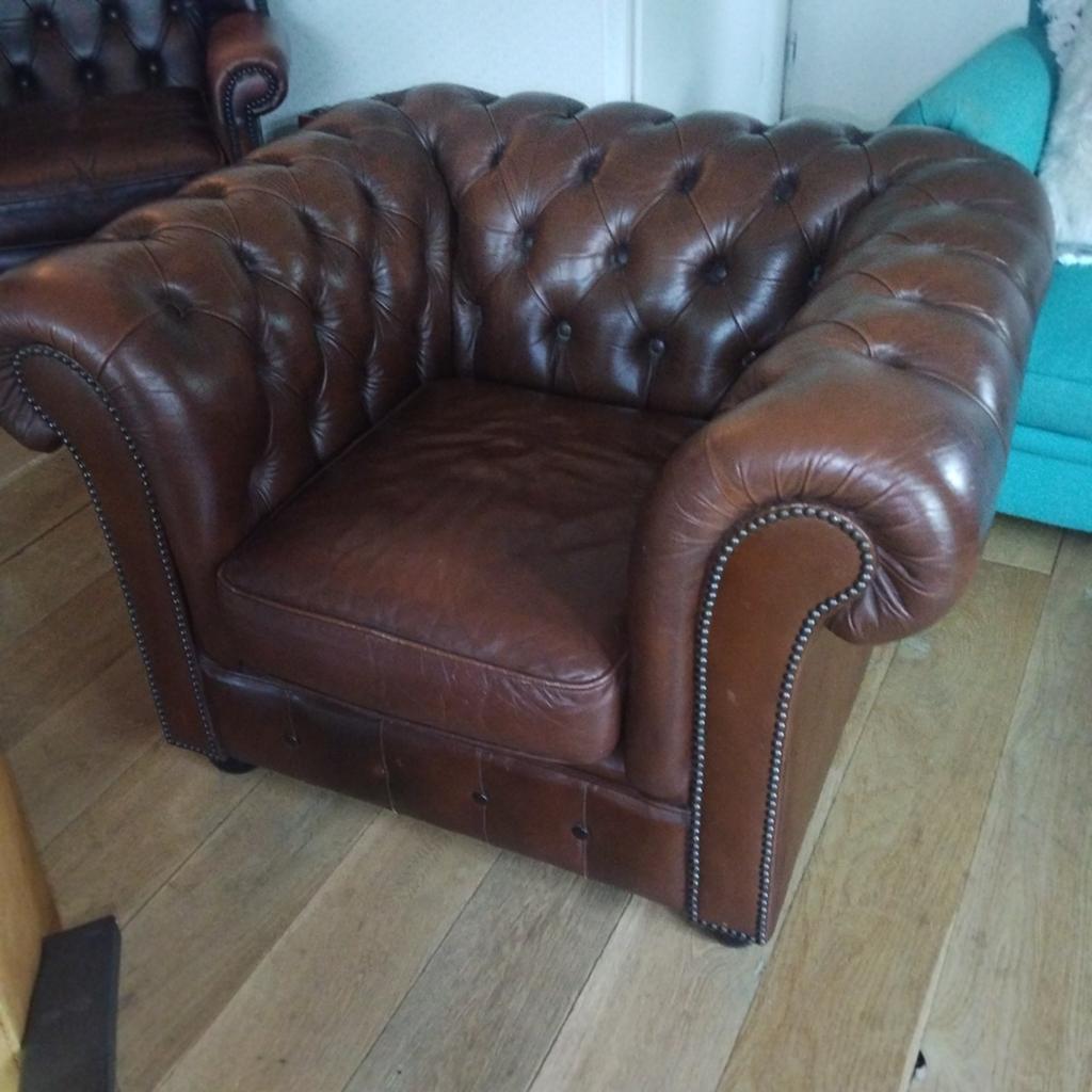 Mooie Chesterfield fauteuil, Huis en Inrichting, Ophalen, Gebruikt, 75 tot 100 cm