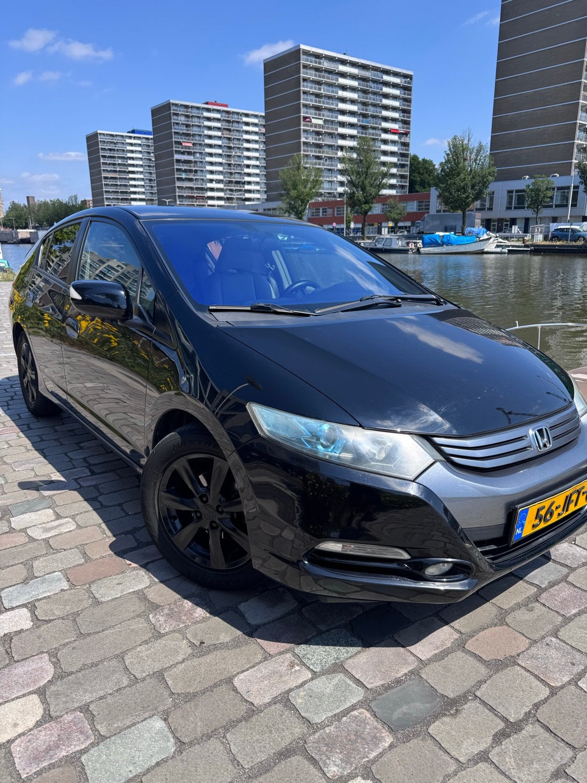 Honda Insight Hybrid ,Zeer nette en sportieve uitvoering, Auto's, Honda, 4 cilinders, Zwart, 22 km/l, 88 pk