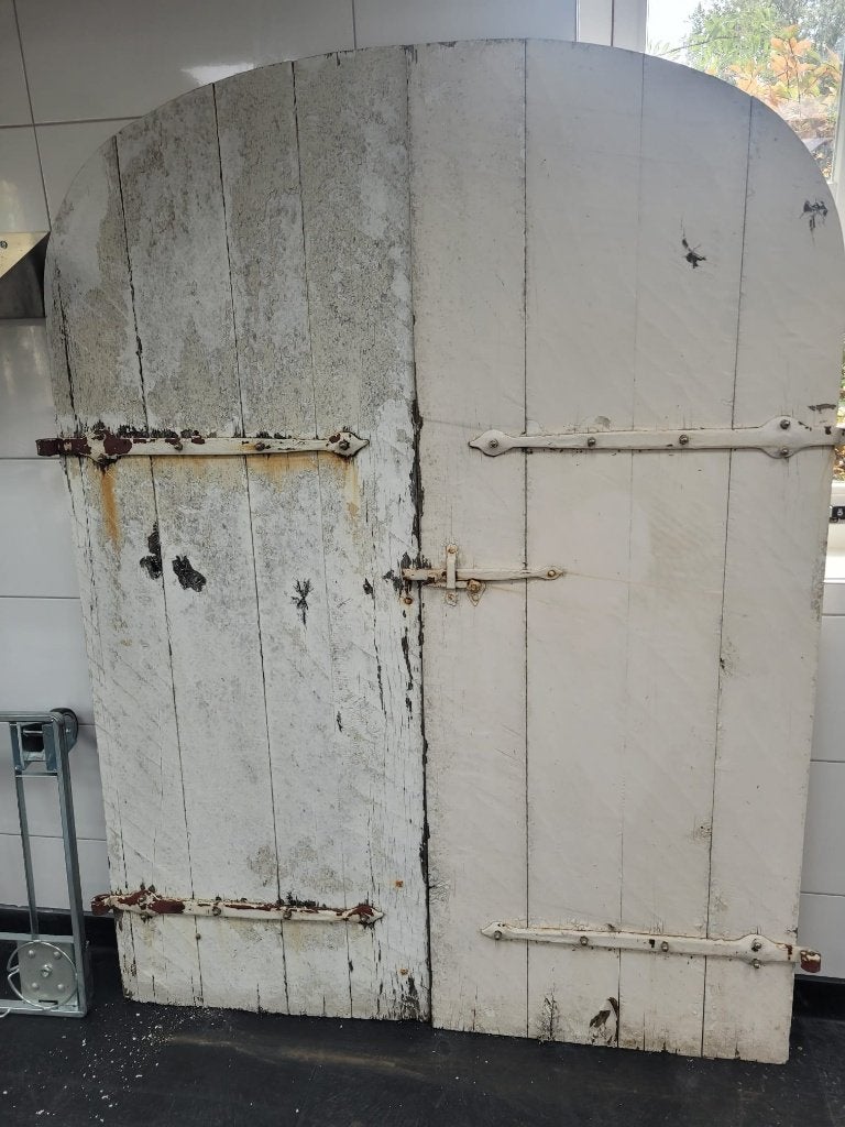 Oude houten staldeur/schuurdeur - Rustieke uitstraling, Ophalen, Gebruikt, 120 cm of meer, Overige typen