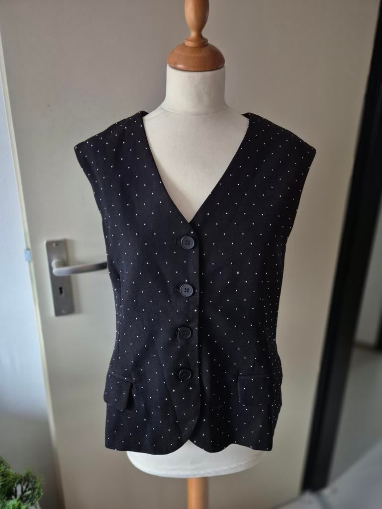 Zwarte gilet top met glitters – maat S – Guts & Gusto blouse, Zwart, Ophalen of Verzenden, Zo goed als nieuw, Maat 36 (S)